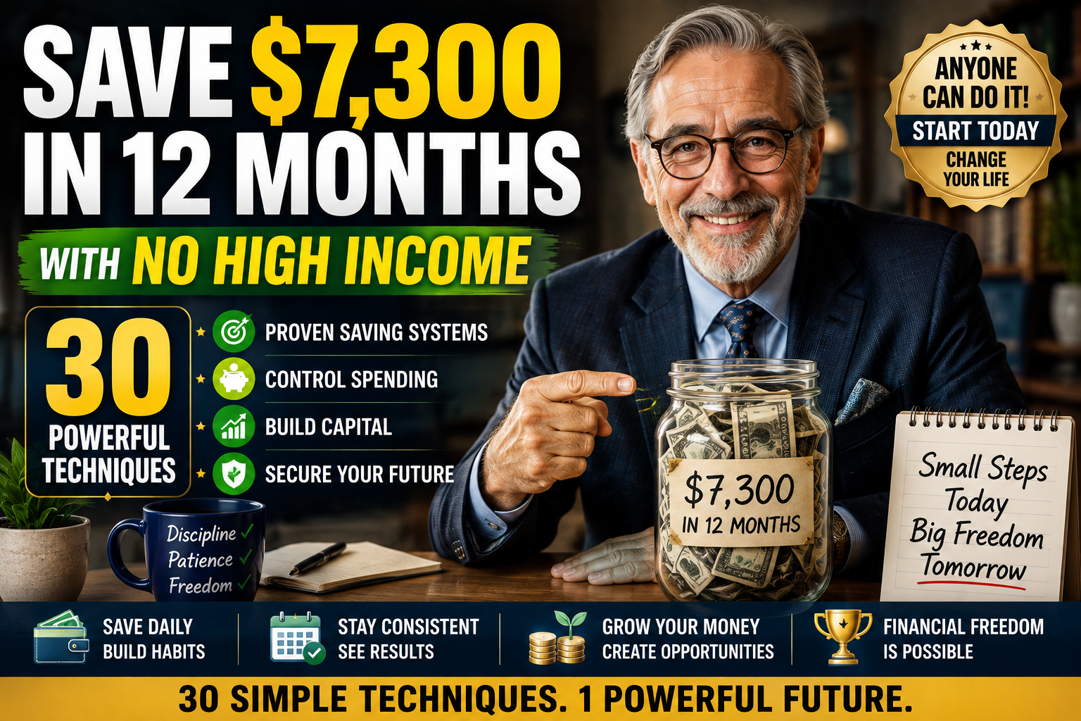 Save $7,300 in 12 Months on a Small Income: 30 Proven Money-Saving Techniques Every Young Adult Should Know